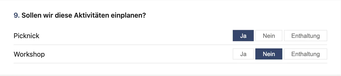 Ja/Nein/Enthaltung-Frage