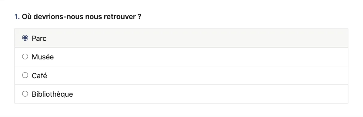 Question à choix unique