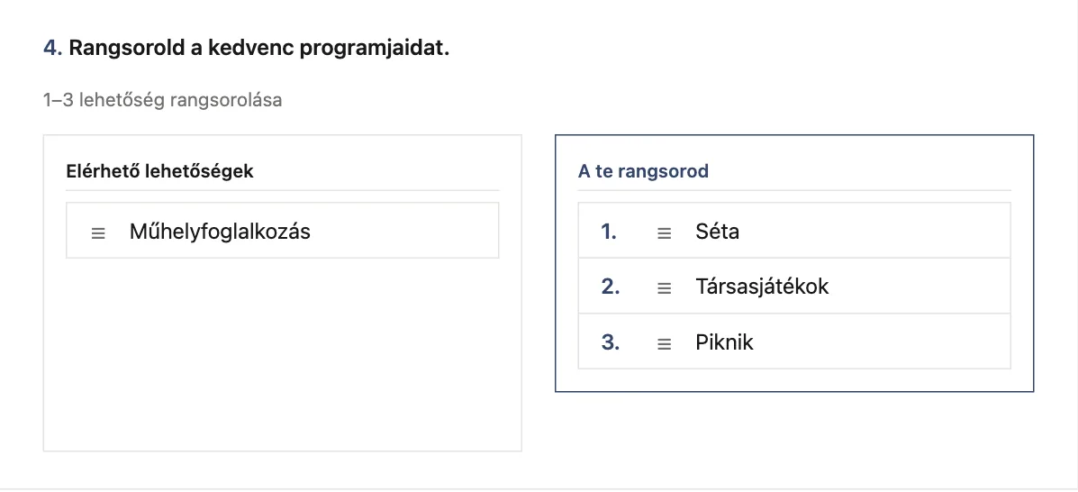 Részleges rangsorolásos kérdés