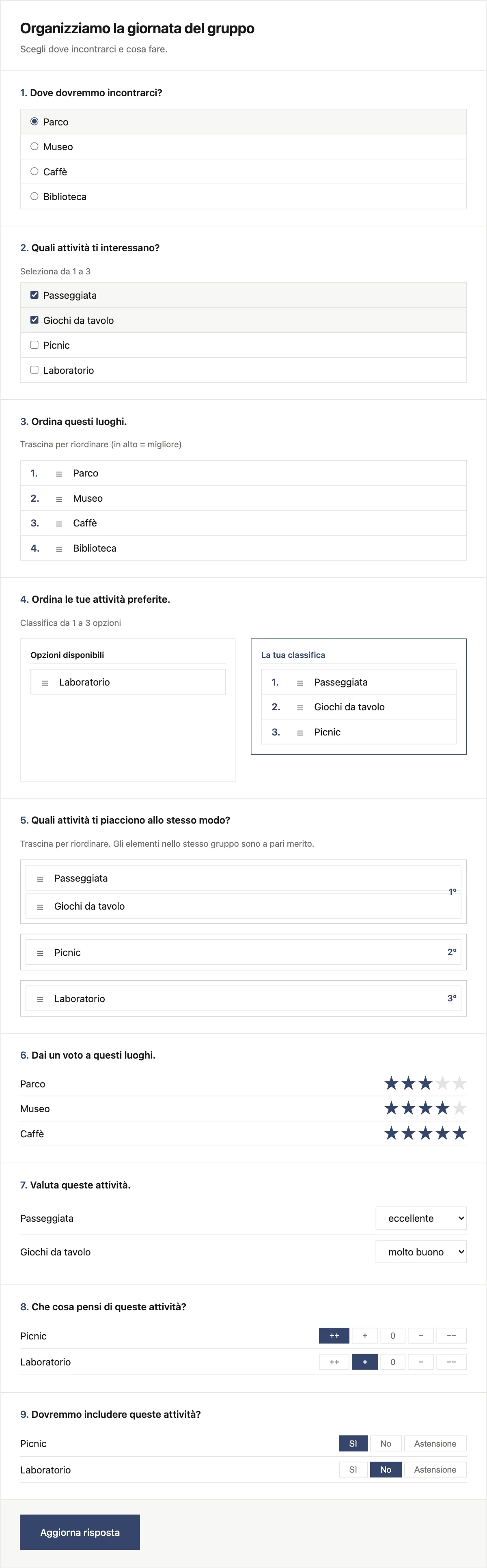 Interfaccia di voto