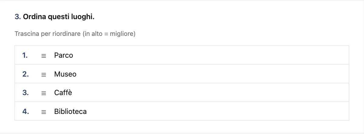 Domanda con classifica