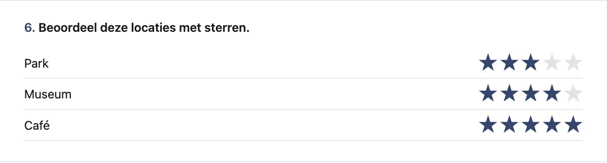 Vraag met sterrenbeoordeling