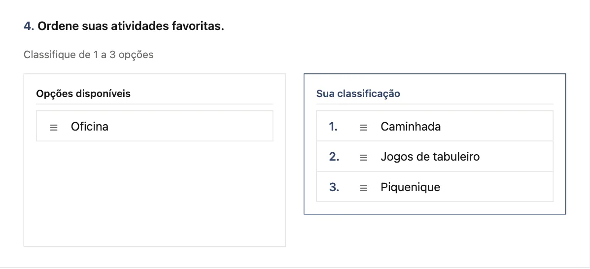 Pergunta de ranking parcial